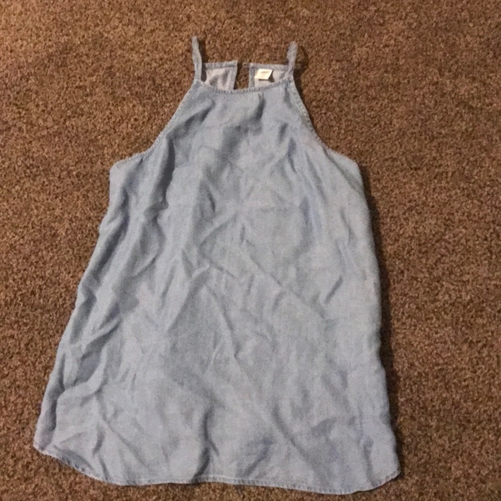 Blue halter spaghetti strap